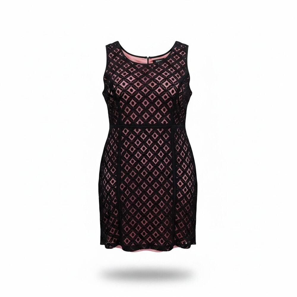 Simply Emma 20W Black Lace Dress Peach Nude Lined Floral Diamond